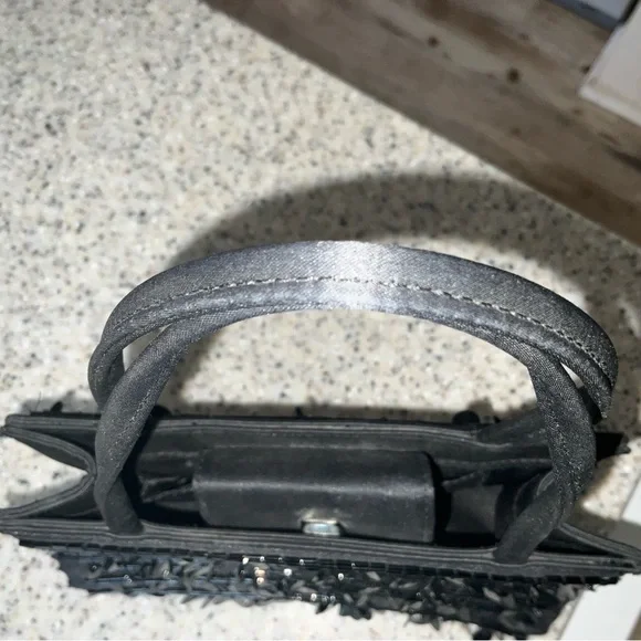 Ann Taylor Black Sequin evening handBag with Glossy Finish - Picture 4 of 6